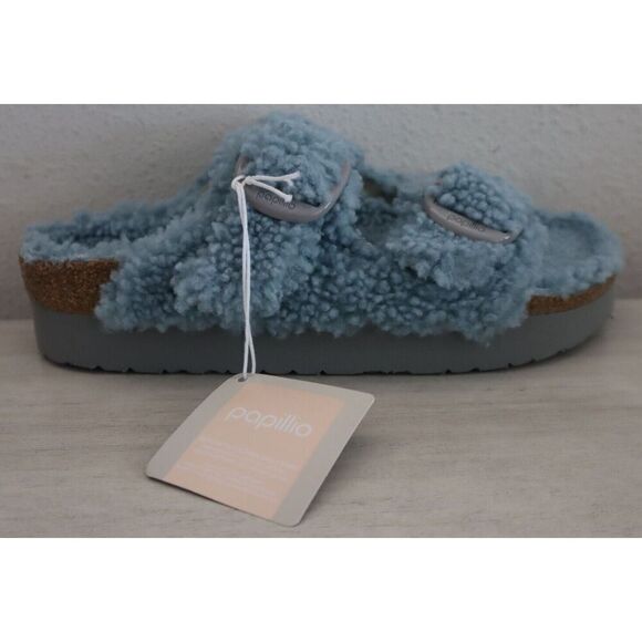 Papillio Birkenstock WMN Sz 40/US 9 Blue Arizona Big Buckle Shearling Sandal - Picture 7 of 11